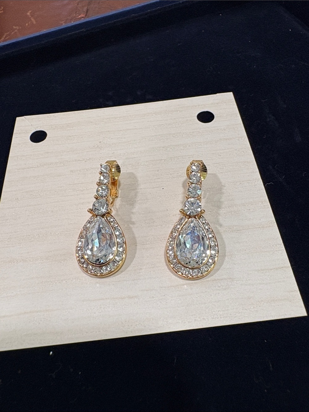 Aldo Cipullo Trifari Gold Crystal Clip On Earrings—Vintage—STUNNING!! RARE!